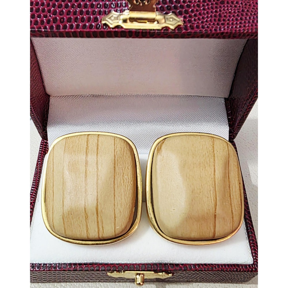 Vintage 1980s Kenneth Jay Lane Oversized Wood Square Button Clip-on Earrings